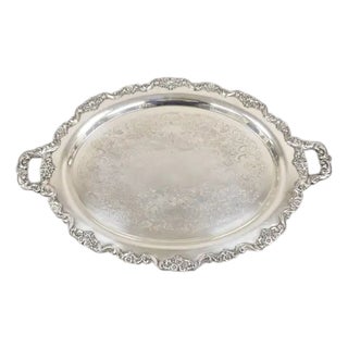 Vintage Epca Silver Plate Old English Tray by Poole #400 30/20" Footed Platter For Sale