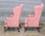Rose Pair of Late 20th Century Southwood Mahogany Queen Anne Style Wing Chairs Silk Damask Fabric For Sale - Image 8 of 11