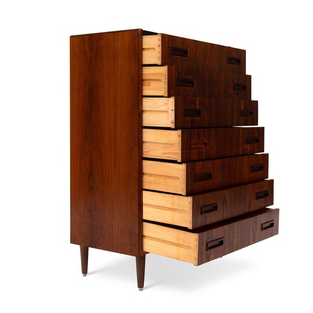 Danish Mid-Century 7 Drawer Rosewood Tallboy Dresser 1960s For Sale - Image 4 of 8