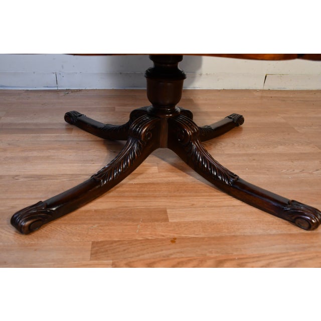 1930 English Regency Mahogany & Leather Top Center Table / Hall Table For Sale - Image 13 of 15