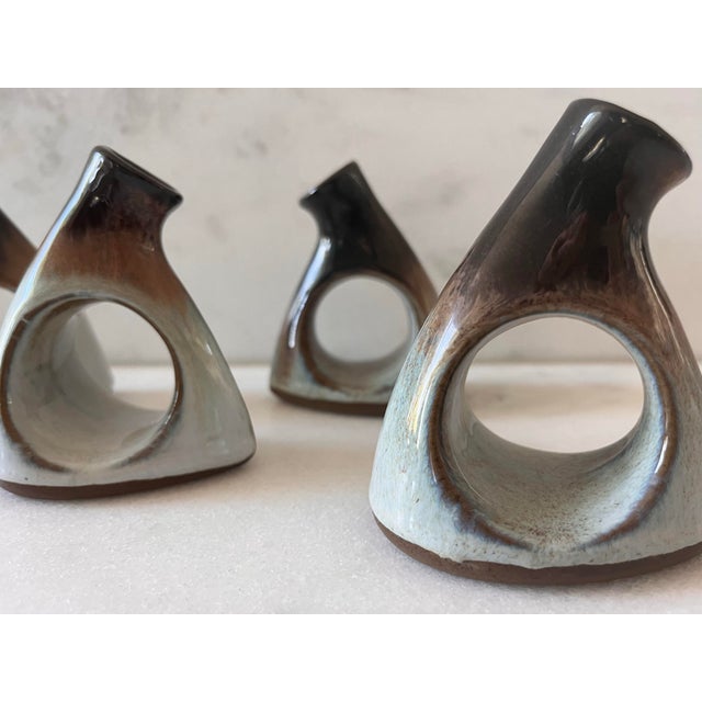 Set of 4 Peter Pots Studio Pottery Napkin Ring Bud Vases For Sale - Image 4 of 10