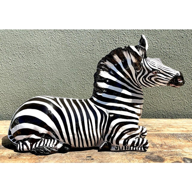 Vintage Italian Glazed Ceramic Zebra For Sale - Image 11 of 12