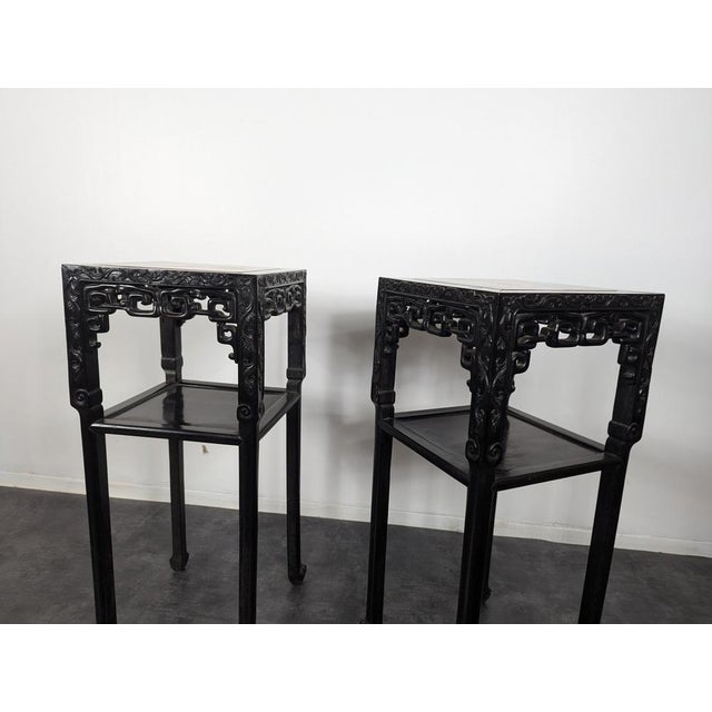 Late 19th Century Qing Dynasty Sellette Tables, Set of 2 For Sale - Image 4 of 9