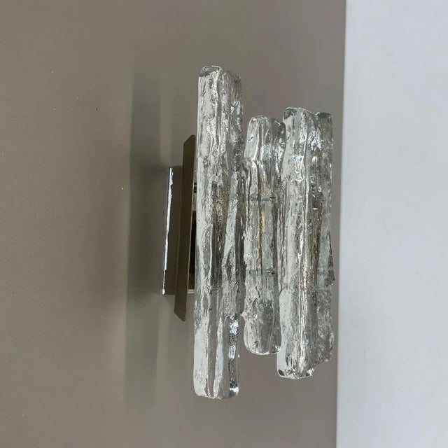 Modern Large Hollywood Regency Ice Glass Wall Light by J. T. Kalmar, 1960s For Sale - Image 3 of 18