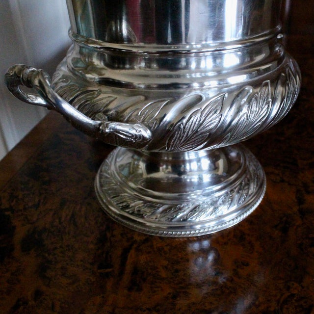 Metal Pair English Silver Plate Campagna Urns- Champagne / Wine Coolers For Sale - Image 7 of 17