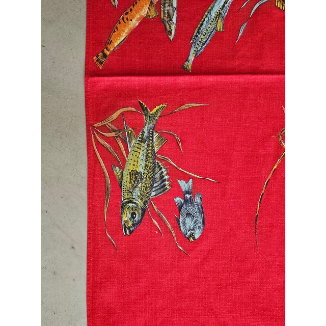 Vintage Marine Print Cotton Tablecloth and Napkins from Lintala, 1970s, Set of 9 For Sale - Image 9 of 11