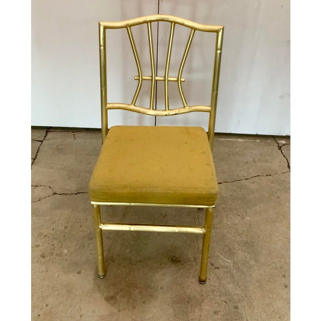 A Pair of Late 20th Century Faux Bamboo Gold Banquet Dining Chairs by Shelby Williams For Sale - Image 14 of 17
