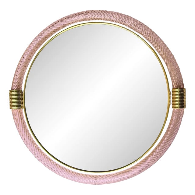 Round Torchon-Torciglione Murano Glass Mirror by Simoeng For Sale