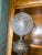 Metal 1940s French Victorian Electrified Oil Lamp With Etched Hand Blown Globe and Clear Chimney With Brass Base For Sale - Image 7 of 9
