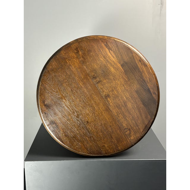 Wood Mid-Century French Brutalist Turned Wood Winepress Side Table in the style of Charles Dudouyt, 1950s For Sale - Image 7 of 15