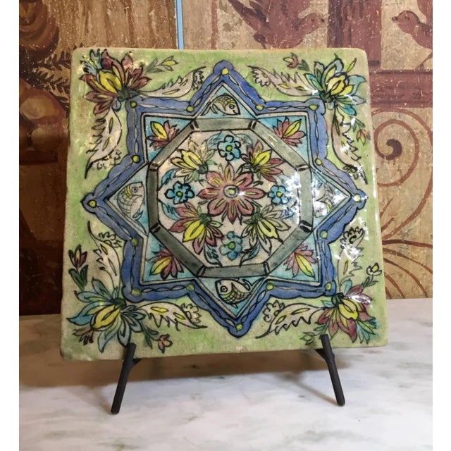 Vintage Ceramic Persian Tile For Sale - Image 9 of 11