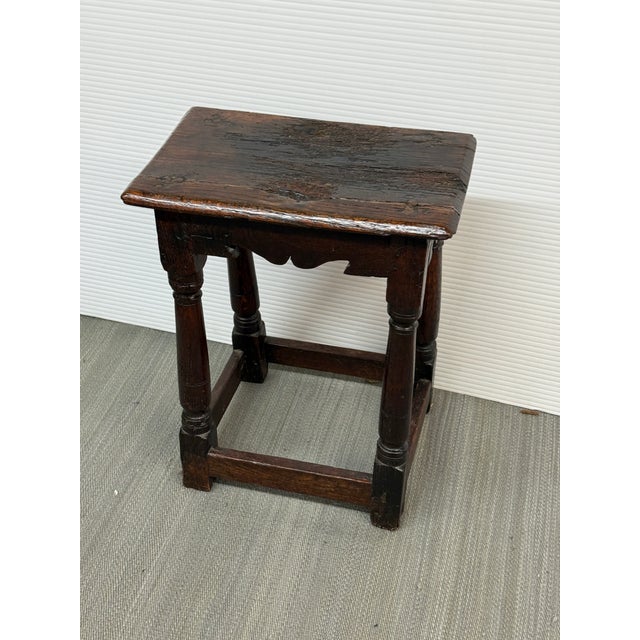 Design Plus Gallery presents an Oak Wood Joint Stool from the 18th Century. Charming and versatile antique English oak...