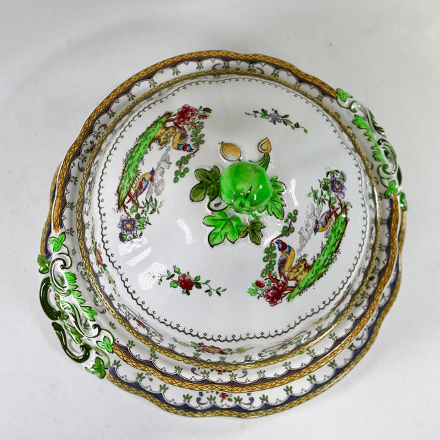 Antique Copeland Spode "Chelsea Bird" Tureen & Platter - Harrods Exclusive For Sale In Cincinnati - Image 6 of 18