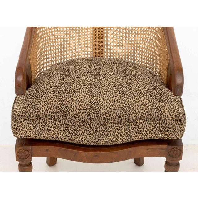 Mid 20th Century French Empire Style Cane Paneled Walnut Bergere For Sale - Image 5 of 9