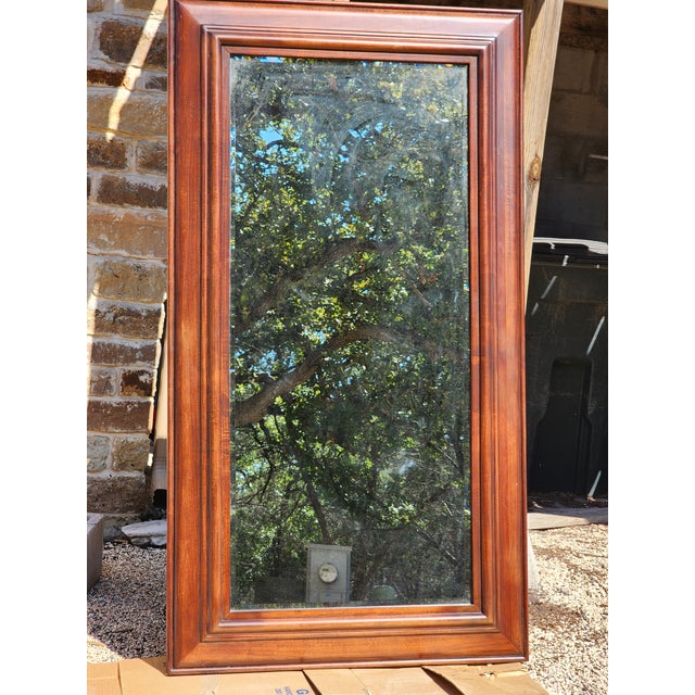 2010s Large Brown Wood Frame Mirror For Sale - Image 5 of 11