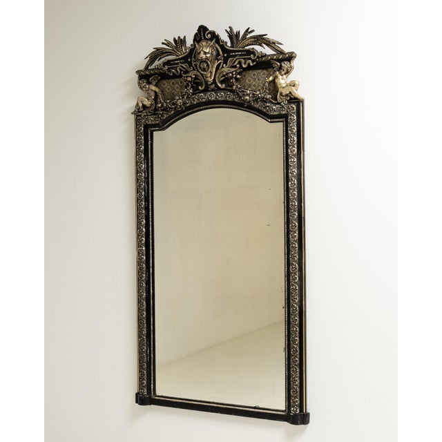 Black 19th Century France Napoleon III Black Wood Full-length & Floor Mirrors For Sale - Image 8 of 10