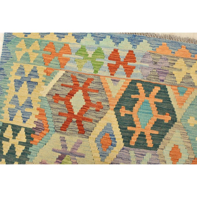 Kilim Rug 4’2” X 5’10” Multicolor Wool Tribal Handwoven Oriental Carpet For Sale In Philadelphia - Image 6 of 12