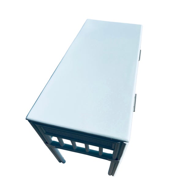 Coastal Windy Blue Coastal Bamboo Console Table/Desk For Sale - Image 3 of 11