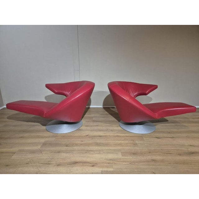 Set of Parabolica Armchairs in Red Leather from Leolux For Sale - Image 18 of 18
