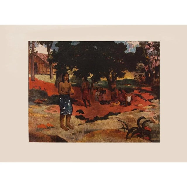 A beautiful exotic vintage First Edition Post-Impressionist full-color print of painting "Whispered Words" (Parau-Parau)...