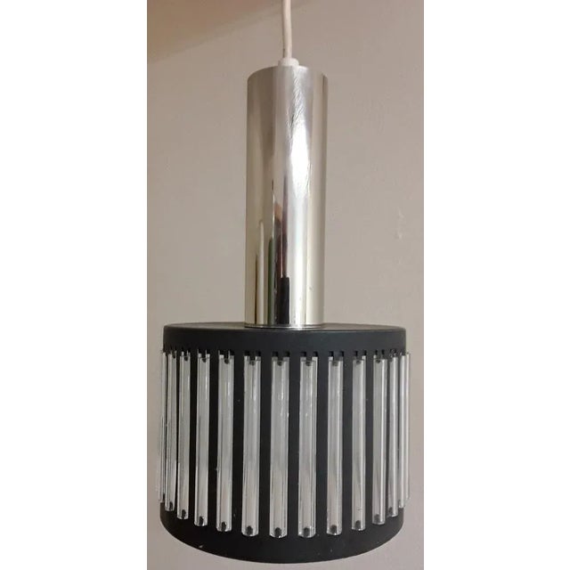 Vintage Ceiling Lamp with Gray Metal Frame and Embedded Clear Plastic Sticks, 1970s For Sale - Image 4 of 6