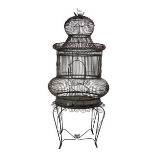 Late 20th Century Architectural Birdcage on Stand, 60"h For Sale