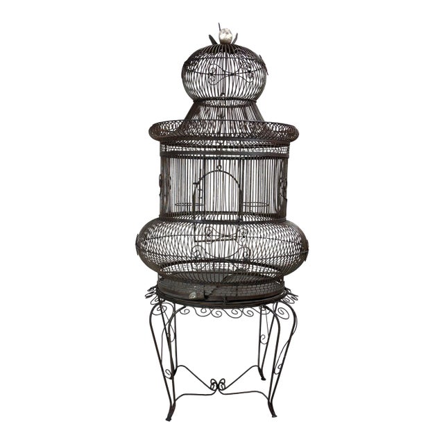 Late 20th Century Architectural Birdcage on Stand, 60"h For Sale