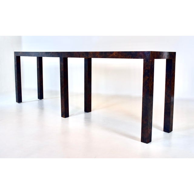 Brown Milo Baughman Parsons Burl Tortoise Console Table For Sale - Image 8 of 11