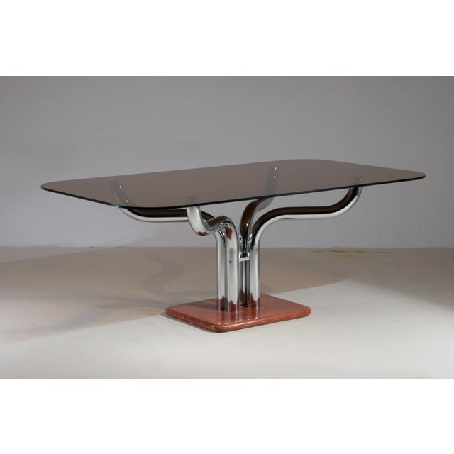 Metal Italian Chrome and Smoked Glass Table from Guido Faleschini, 1970s For Sale - Image 7 of 18