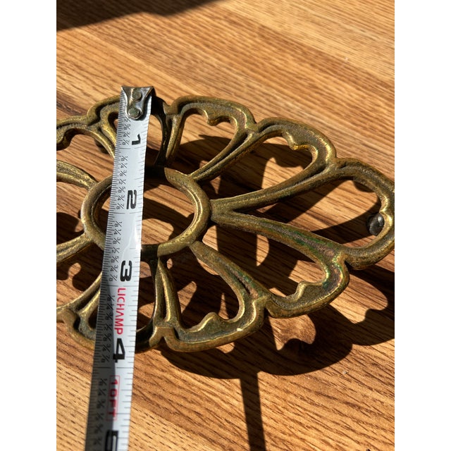 Mid-Century Modern 1970s Small Brass Detailed Decorative Trivet For Sale - Image 3 of 6