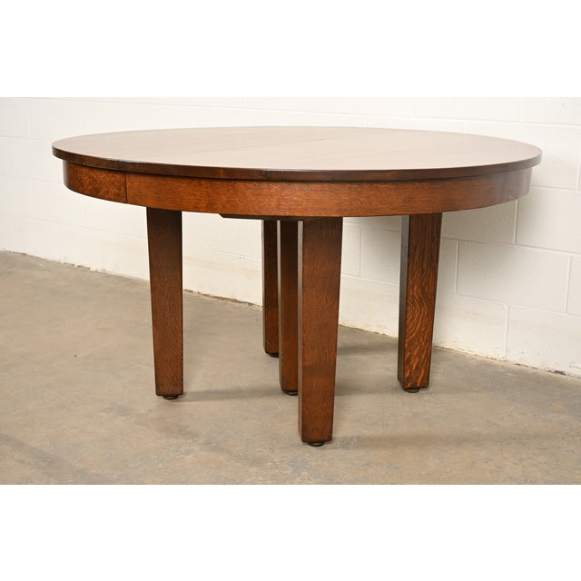 L. & J.G. Stickley, Inc. L. & J. G. Stickley Antique Mission Oak Arts & Crafts Extension Dining Table | Newly Refinished For Sale - Image 4 of 17