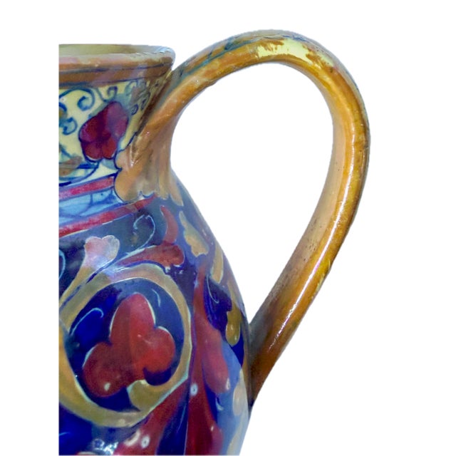 Ceramic Vintage Handpainted Etruscan Style Gryphon & Soldier Pitcher For Sale - Image 7 of 14