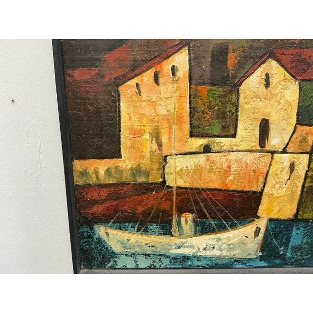 Mid 20th Century Mid Century Spanish Palma De Mallorca Oil Cityscape Painting For Sale - Image 5 of 11