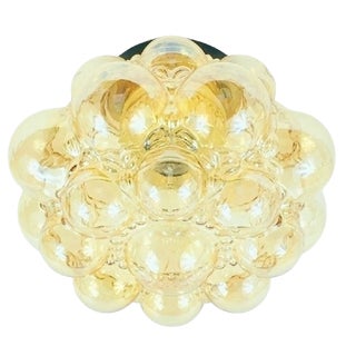 Mid-Century Amber Bubble Glass Flush Mounts by Helena Tynell for Limburg, Germany, 1970s For Sale