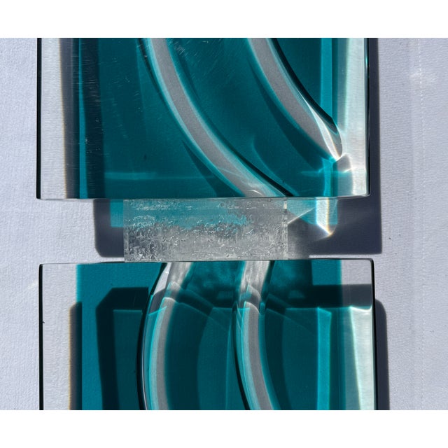 Vintage David Muniz 29" Lucite Art Sculpture Turquoise Blue & Clear Signed '02 For Sale - Image 11 of 16