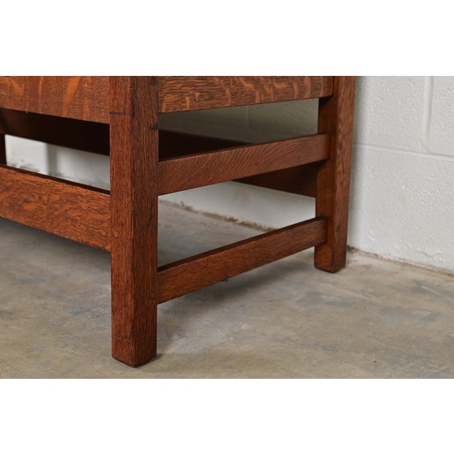 Brown L. & J. G. Stickley Antique Mission Oak Arts & Crafts Bench or Settee, Circa 1910 For Sale - Image 8 of 11