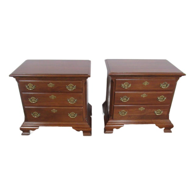 Pair James Sterling Mahogany Nightstands Tables Designer For Sale
