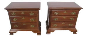 Pair James Sterling Mahogany Nightstands Tables Designer
