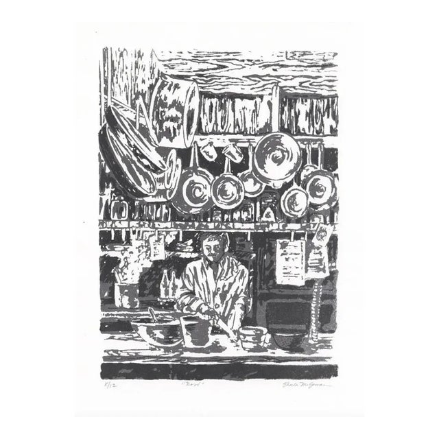 Sheila McGowan Restaurant Kitchen Interior Serigraph For Sale