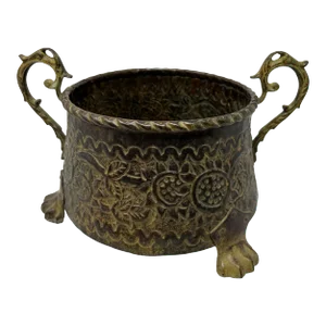 19th Century Brass Footed Bucket Planter