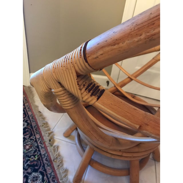 Vogue Rattan Bamboo Papasan Swivel Chairs a Pair Chairish