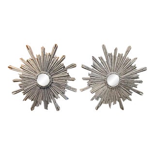 Silver Leaf Sunburst Mirrors For Sale