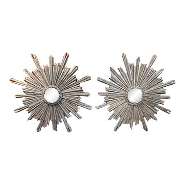Silver Leaf Sunburst Mirrors For Sale