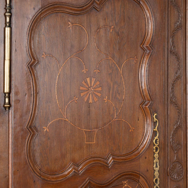 Wood 19th Century Tall French Armoire With Inlaid Details For Sale - Image 7 of 13