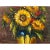 Impasto Oil Paint Canvas Art Sunflowers Yellow Vase Scroll Painting For Sale - Image 4 of 6