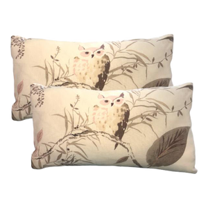Pair of Pink Owl Lumbar Pillows