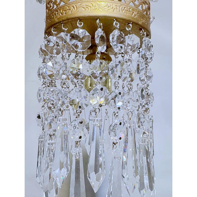 Gold Vintage Gold Filigree Crystal Waterfall Mini Pendant Chandelier For Sale - Image 8 of 8