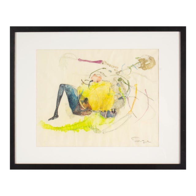 Abstract Mixed Media Painting by Walter Sorge For Sale