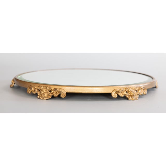 Antique French Gilt Beveled Mirror Plateau Tray For Sale - Image 4 of 7