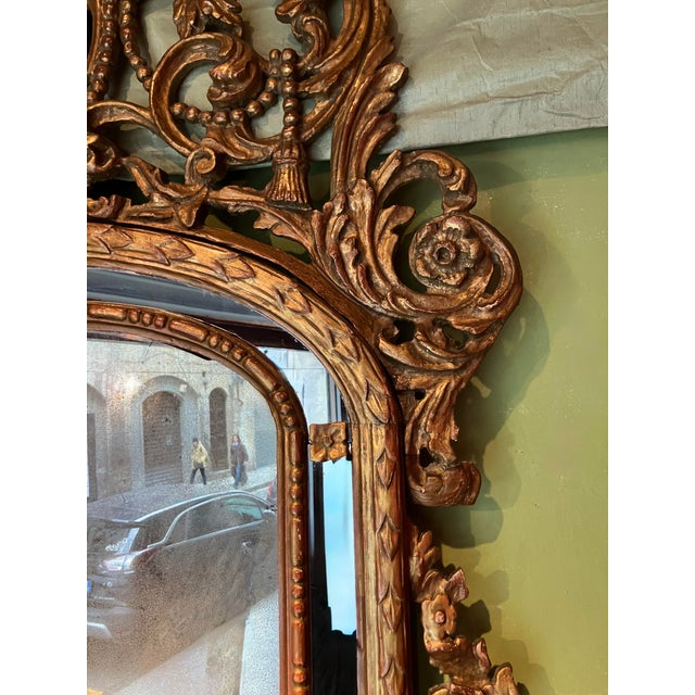 Large 19th Century French Giltwood Marriage Mirror Antique Overmantel Mirror with Original Mercury Foxed Glass For Sale - Image 10 of 13